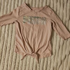 Kids Pink Graphic Tie-Front Top